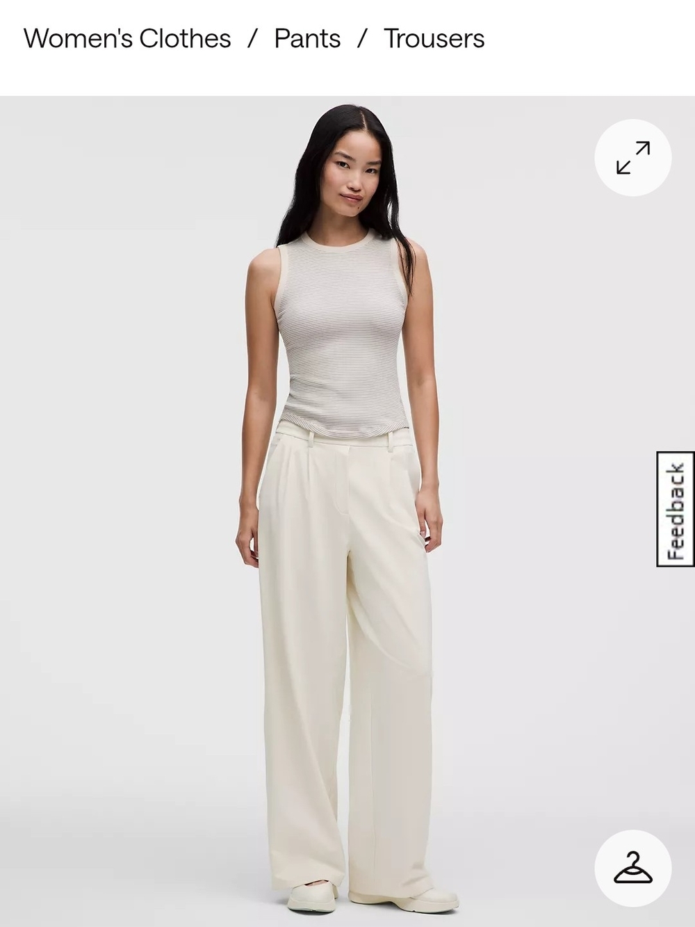 lululemon athletica Wide-Leg Cream Trousers Short 29.5"
